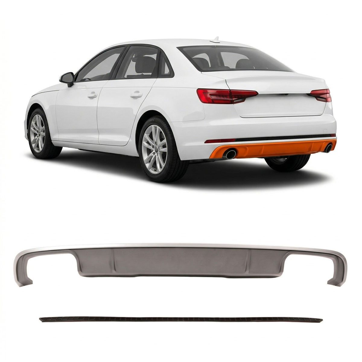 Heckdiffusor Silbergrau passend für Audi A4 B9 8W 2015-2019