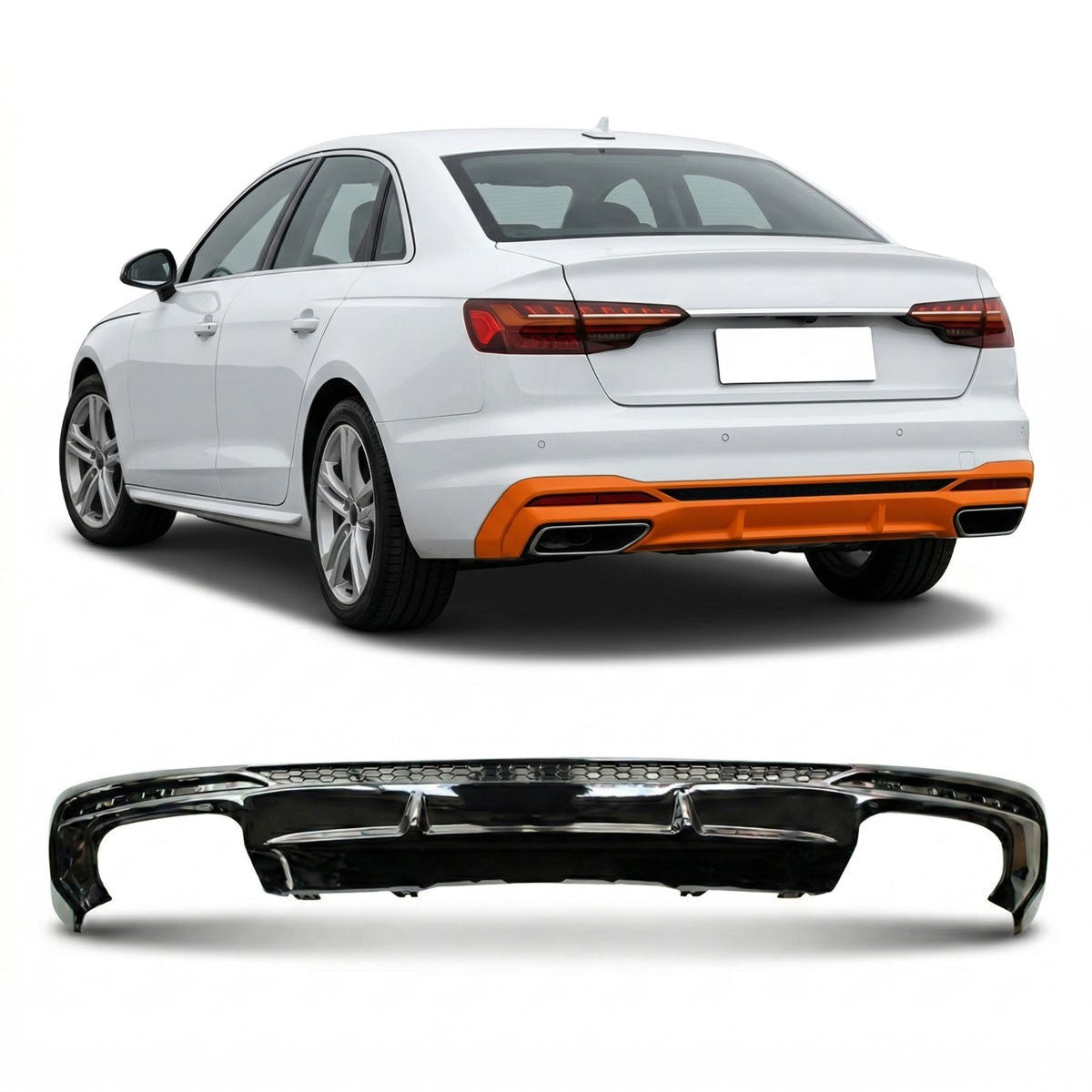 Heckdiffusor Hochglanz Schwarz passend für Audi A4 B9 8W Limousine Avant 2020-2024