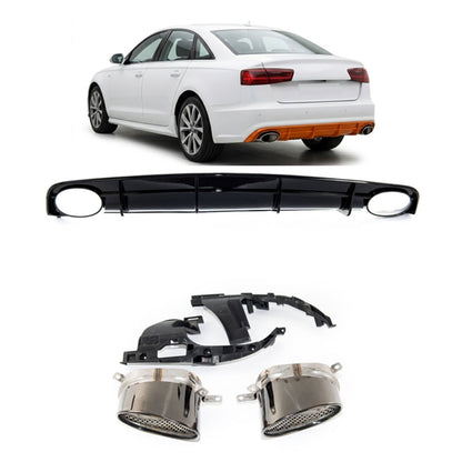 Heckdiffusor Silber Hochglanz Schwarz passend für Audi A6 C7 4G 2015-2018
