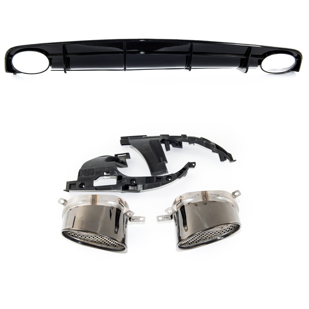 Heckdiffusor Silber Hochglanz Schwarz passend für Audi A6 C7 4G 2015-2018