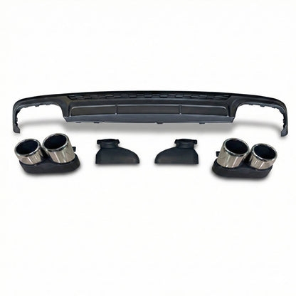 Heckdiffusor Grau + Chrom Auspuffendrohre passend für Audi A6 C8 2018-2024