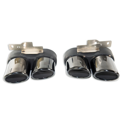 Heckdiffusor Schwarz + Schwarze Auspuffendrohre passend für Audi A6 C8 2018-2024
