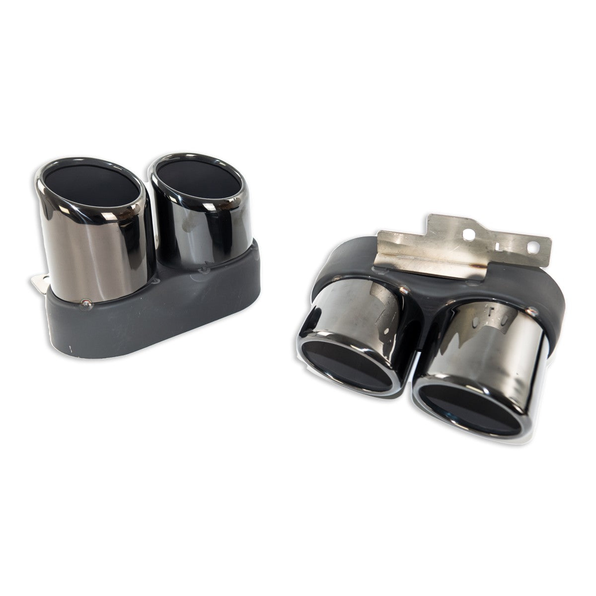 Heckdiffusor Schwarz + Schwarze Auspuffendrohre passend für Audi A6 C8 2018-2024