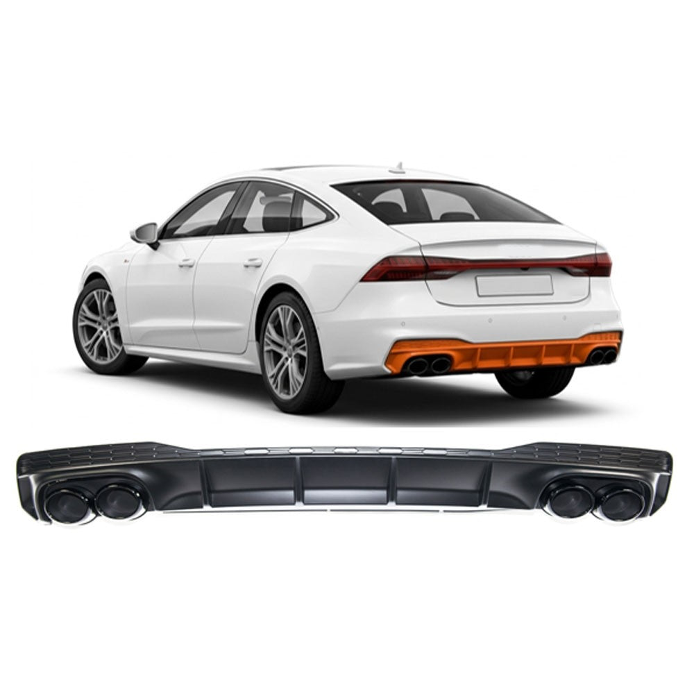 Heckdiffusor mit schwarzen Endrohren passend für Audi A7 4K Sportback 2019-2023