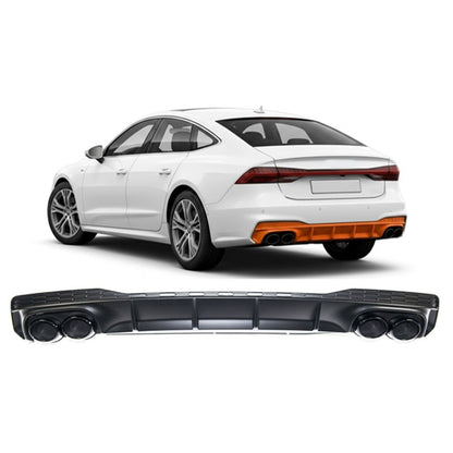 Heckdiffusor mit schwarzen Endrohren passend für Audi A7 4K Sportback 2019-2023