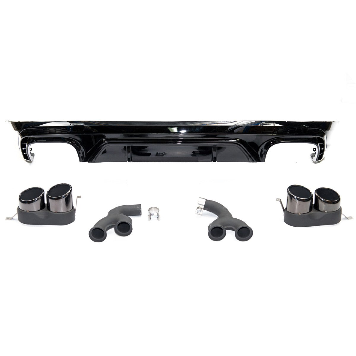 Heckstoßstange Diffusor & schwarze Auspuffendrohre passend für Audi Q5 FY 2017-2024