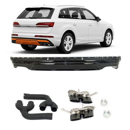 Heckdiffusor mit schwarzen Endrohren passend für Audi Q7 (4M) Facelift 2020-2024