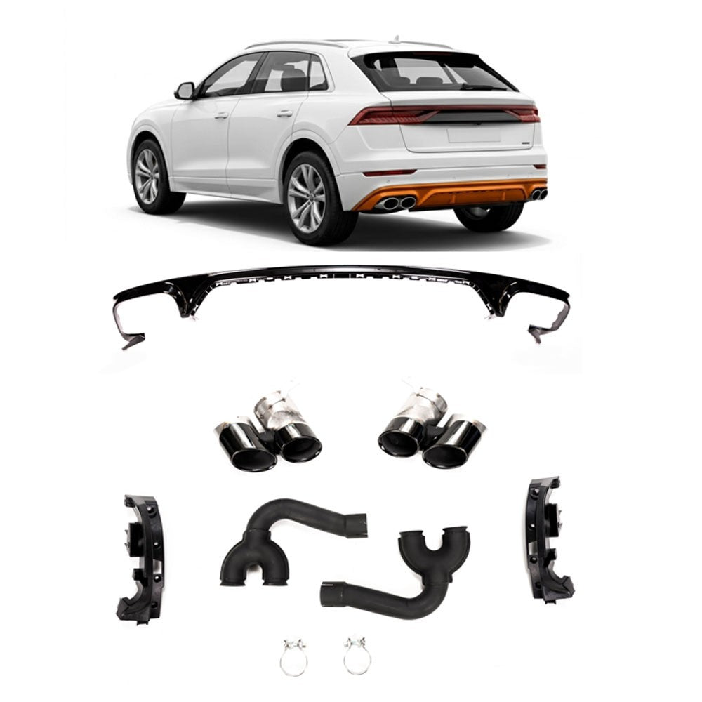 Sport Heckdiffusor mit Auspuffendrohren passend für Audi Q8 (4M) 2019-heute