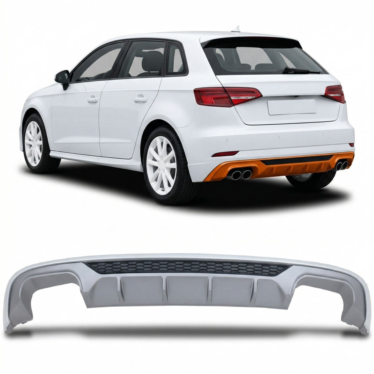 Heckdiffusor Silbergrau passend für Audi A3 8V Sportback 2016-2021
