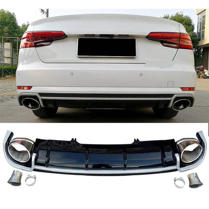 Heckdiffusor Silber Hochglanz Schwarz passend für Audi A4 B9 8W 2015-2019