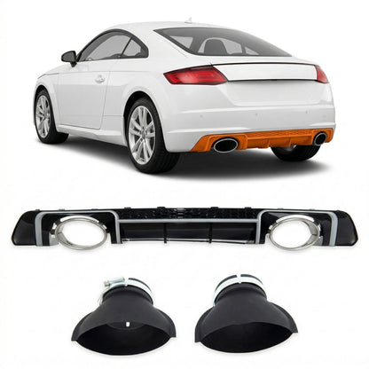 Heckstoßstange Diffusor Silber & Hochglanz Schwarz passend für Audi TT FV 8S 2014-2018