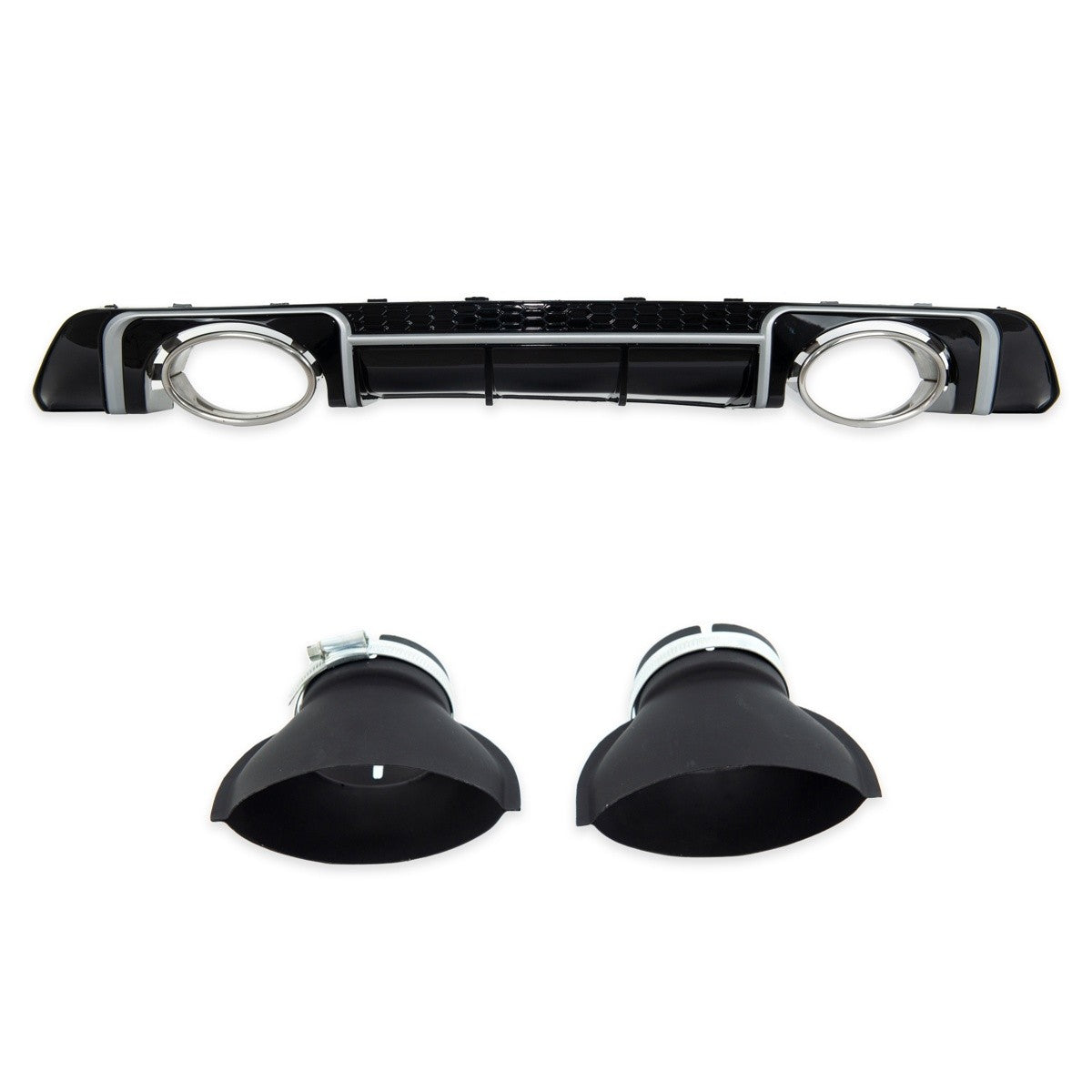 Heckstoßstange Diffusor Silber & Hochglanz Schwarz passend für Audi TT FV 8S 2014-2018