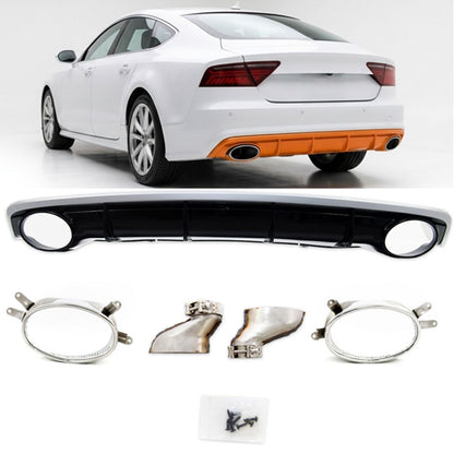 Heckstoßstange Diffusor Silber & Hochglanz Schwarz passend für Audi A7 4G Sportback 2015-2018