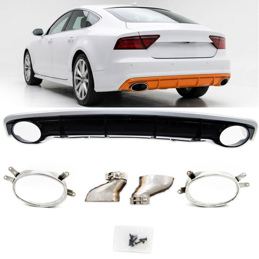 Heckstoßstange Diffusor Silber & Hochglanz Schwarz passend für Audi A7 4G Sportback 2015-2018