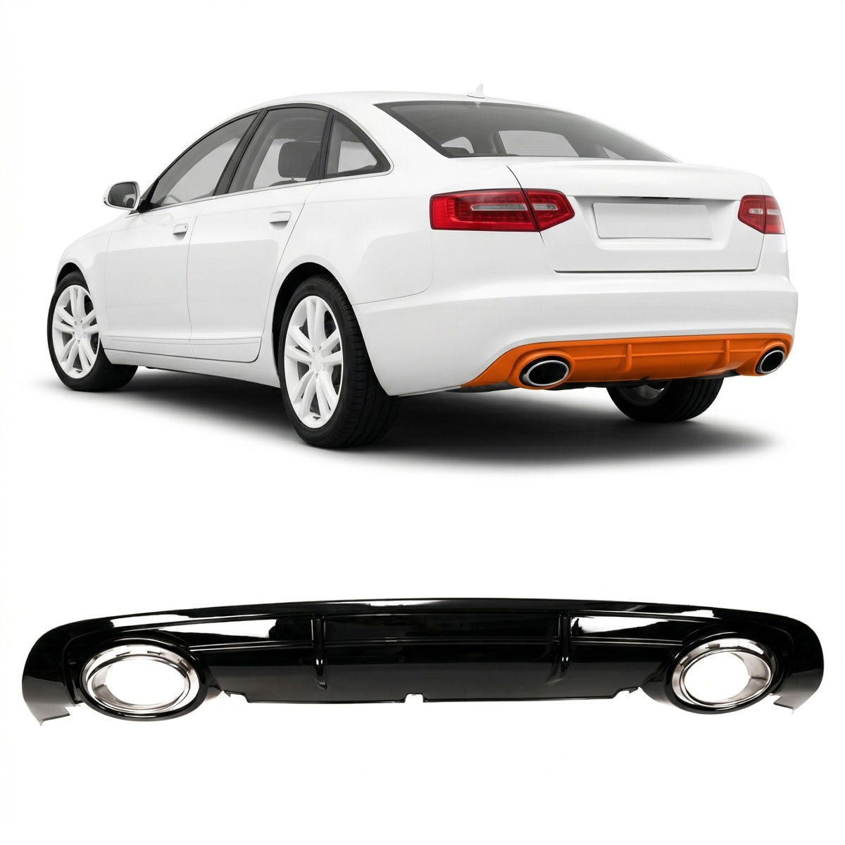 Heckdiffusor Hochglanz Schwarz passend für Audi A6 C6 4F 2008-2011