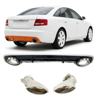 Sport Heckdiffusor mit Auspuffendrohren passend für Audi A6 C6 4F 2004-2008
