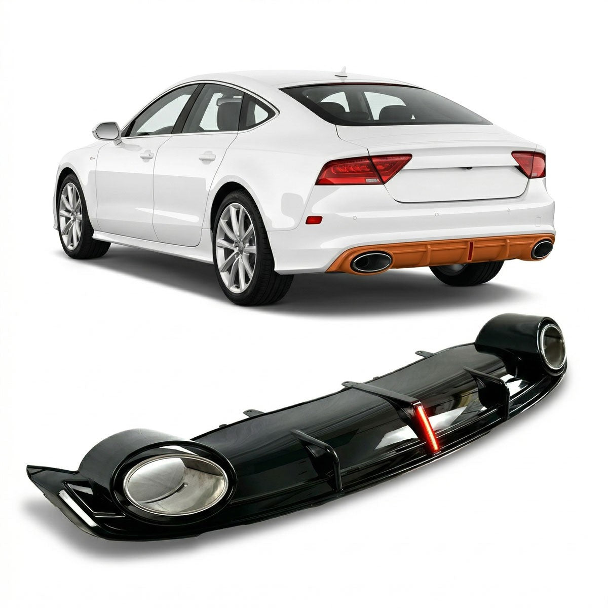 Heckstoßstange Diffusor passend für Audi A7 4G 2011-2014 Hochglanz Schwarz