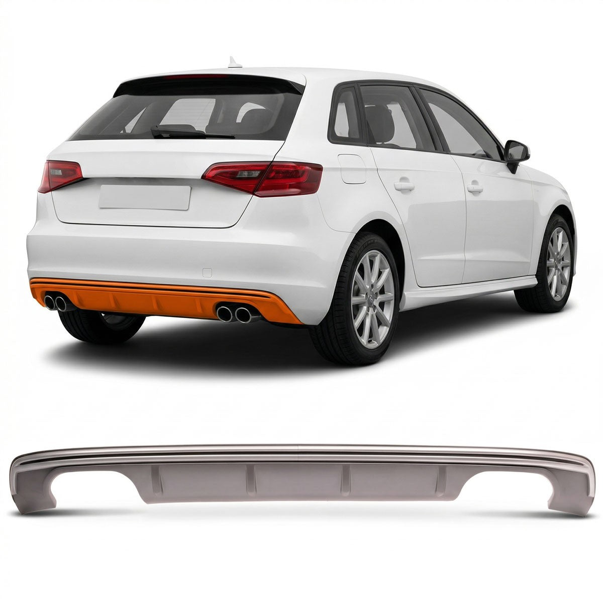 Heckdiffusor Silbergrau passend für Audi A3 8V Sportback 2013-2015