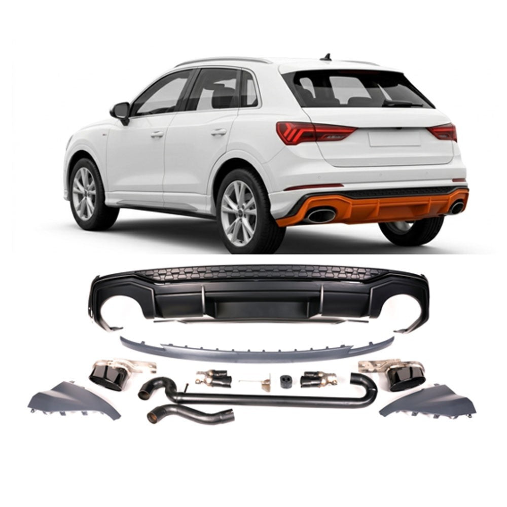 Heckdiffusor mit Endrohren passend für Audi Q3 F3 SUV 2019-2023