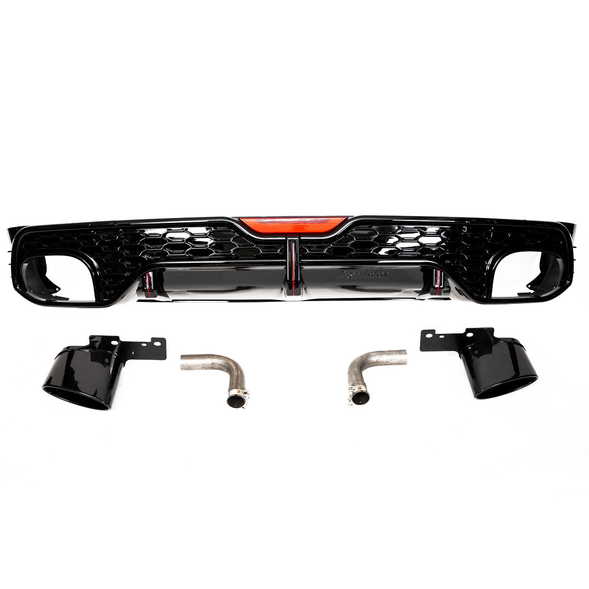Heckstoßstange Diffusor Hochglanz Schwarz mit Endrohren passend für Audi Q5 FY 2017-2024