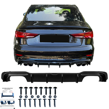 Heckstoßstange Diffusor Hochglanz Schwarz passend für Audi S3 Limousine 8V Facelift 2016-2020