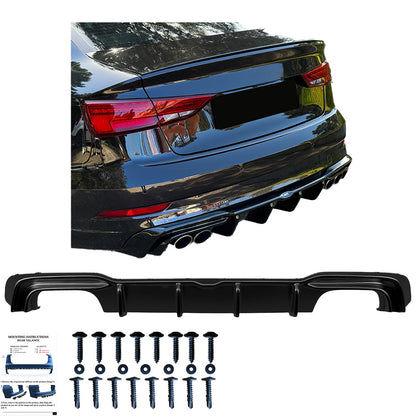 Heckstoßstange Diffusor Hochglanz Schwarz passend für Audi S3 Limousine 8V Facelift 2016-2020