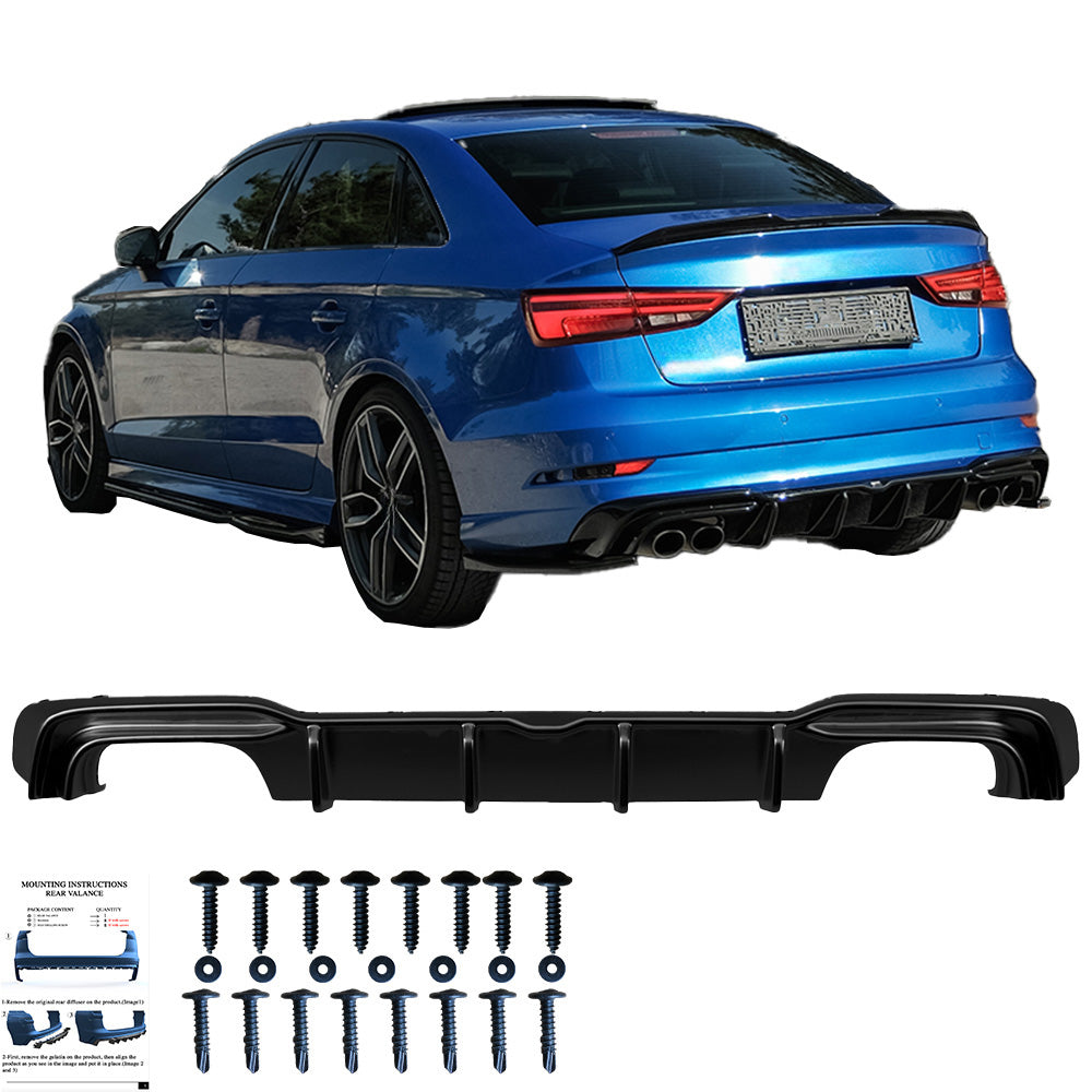 Heckstoßstange Diffusor Hochglanz Schwarz passend für Audi S3 Limousine 8V Facelift 2016-2020
