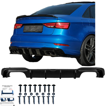 Heckstoßstange Diffusor Hochglanz Schwarz passend für Audi S3 Limousine 8V Facelift 2016-2020
