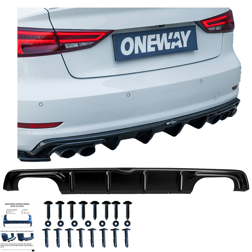 Heckstoßstange Diffusor Hochglanz Schwarz passend für Audi S3 Limousine 8V 2013-2016