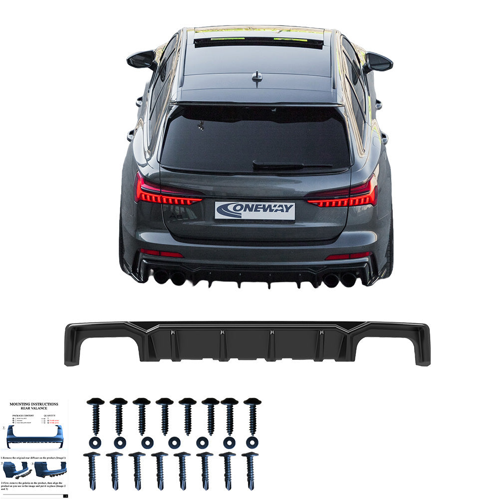 Heckstoßstange Diffusor Hochglanz Schwarz passend für Audi S6 C8 (Limousine-Avant) 2019+
