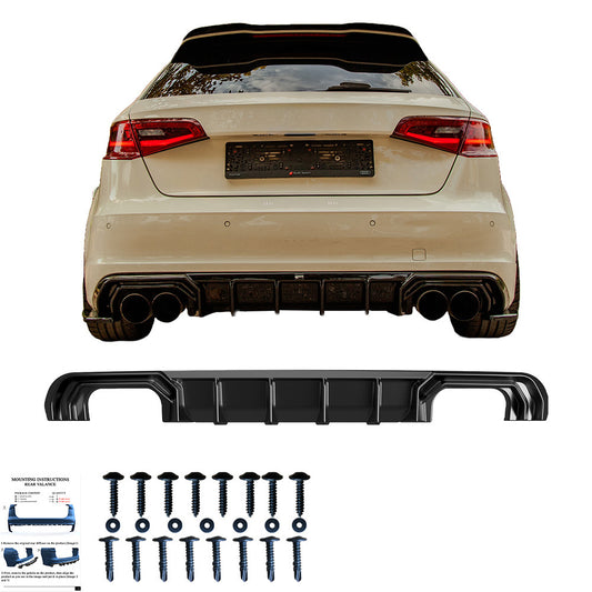 Heckdiffusor passend für Audi S3 Sportback 8V 2013-2016 Hochglanz Schwarz