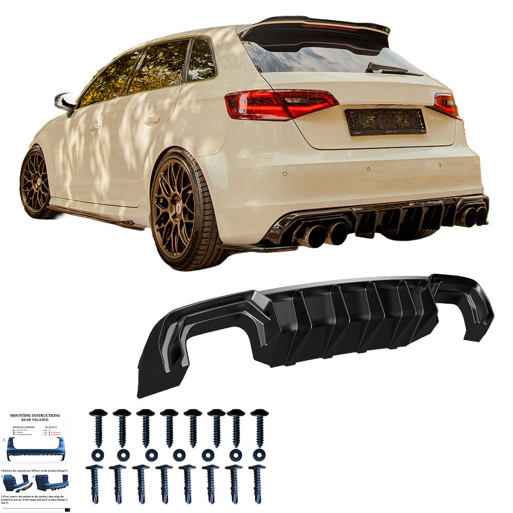 Heckdiffusor passend für Audi S3 Sportback 8V 2013-2016 Hochglanz Schwarz