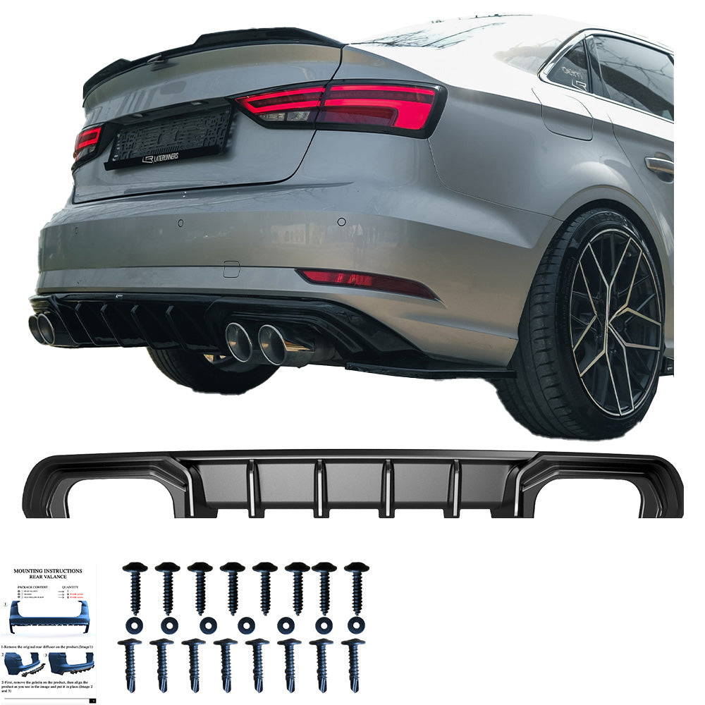 RV21.043 - Heckschürze passend für Audi A3 8V Facelift Limousine 2016-2020 Hochglanz Schwarz