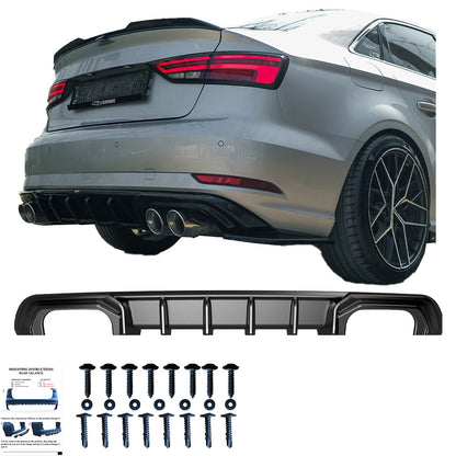 RV21.043 - Heckschürze passend für Audi A3 8V Facelift Limousine 2016-2020 Hochglanz Schwarz