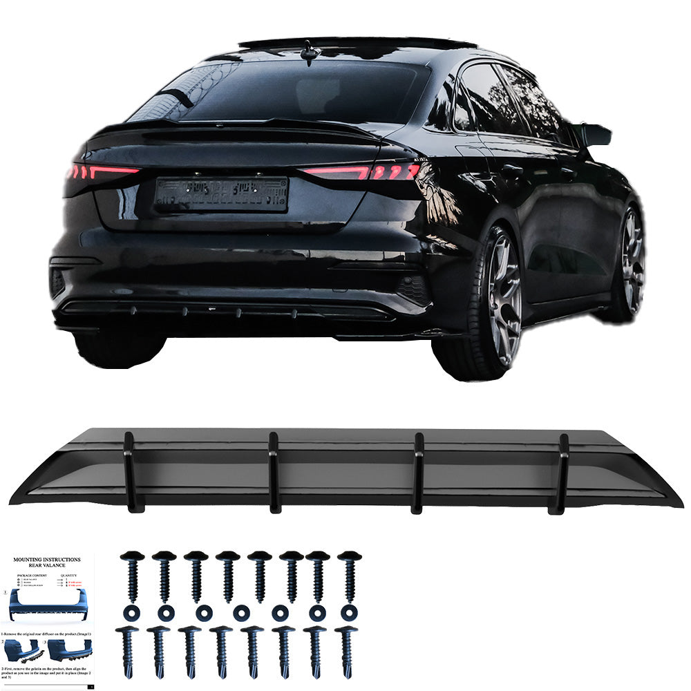 RV21.044 - Heckschürze passend für Audi A3 8Y (Limousine/Sportback) 2020-2024 Hochglanz Schwarz