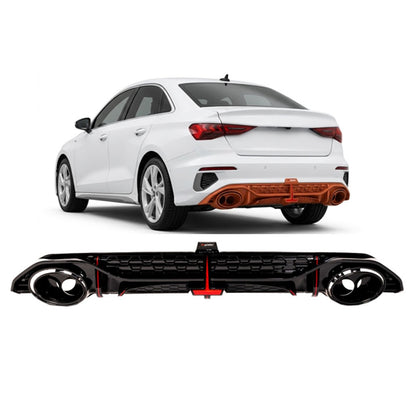 Heckdiffusor Hochglanz Schwarz LED passend für Audi A3 8Y Limousine 2020-heute