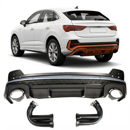 Heckstoßstange Diffusor mit Endrohren passend für Audi Q3 F3 Sportback 2019-2023