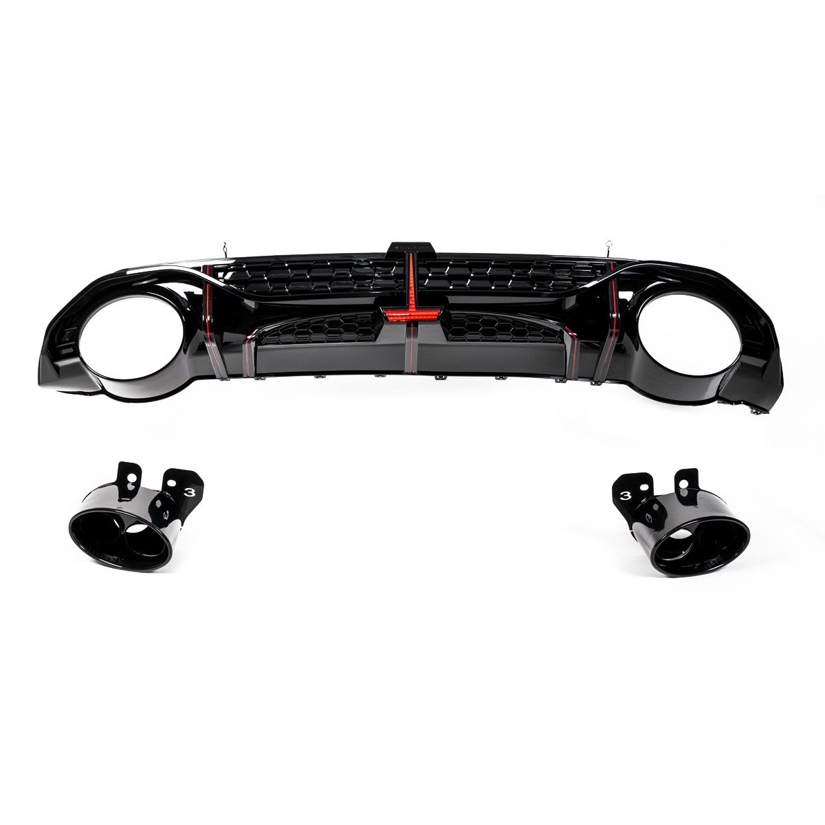 Heckdiffusor Hochglanz Schwarz mit LED passend für Audi A3 8Y Sportback 2020-2024