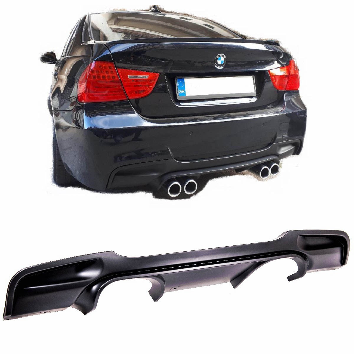 Heckstoßstange Diffusor passend für BMW 3er E90 E91 Limousine Touring 2005-2011