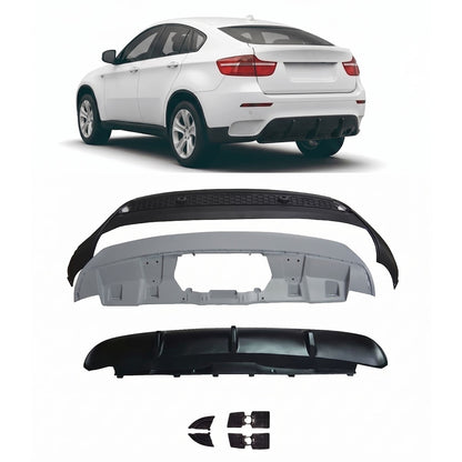 Heckstoßstange Diffusor Matt Schwarz passend für BMW X6 E71 2007-2014
