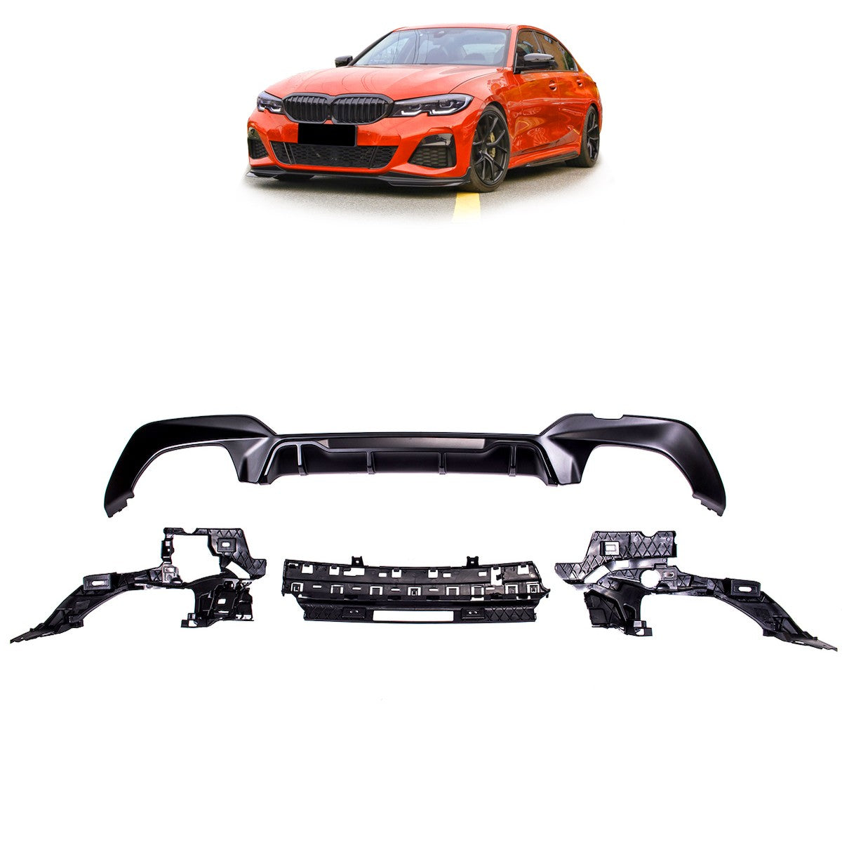 Heckspoiler Diffusor Matt Schwarz passend für BMW 3er G20 G21 2019-2022