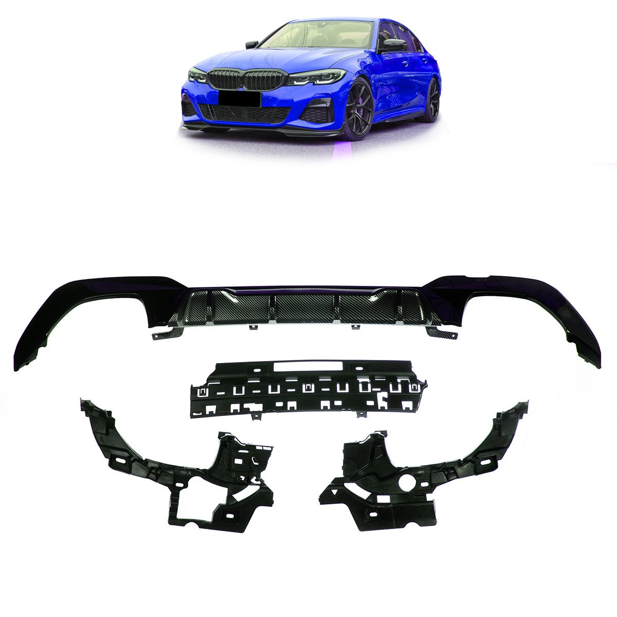 Heckdiffusor Carbon-Optik passend für BMW 3er G20 G21 2019-2022