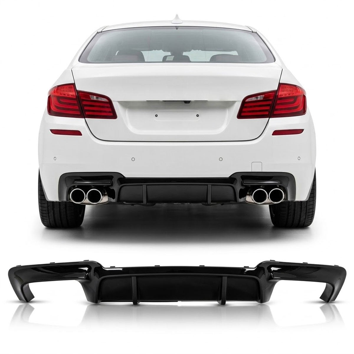 Heckstoßstange Diffusor Hochglanz Schwarz passend für BMW 5er F10 F11 2009-2016