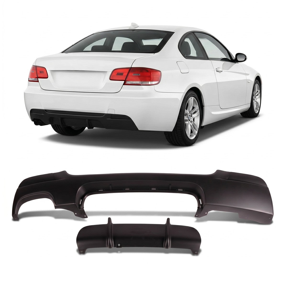 Heck Diffusor Matt Schwarz passend für BMW 3er E92 E93 2006-2013