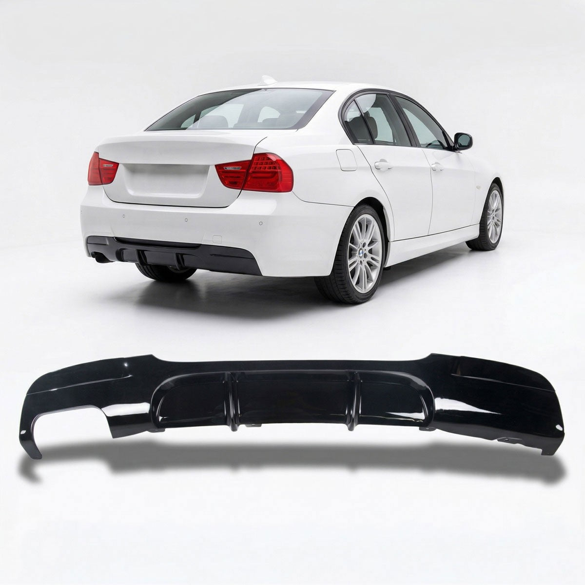 Heckstoßstange Diffusor Hochglanz Schwarz passend für BMW 3er E90 E91 2005-2011