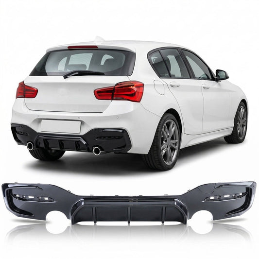 Heckstoßstange Diffusor Hochglanz Schwarz passend für BMW 1er F20 F21 Hatchback 2015-2019