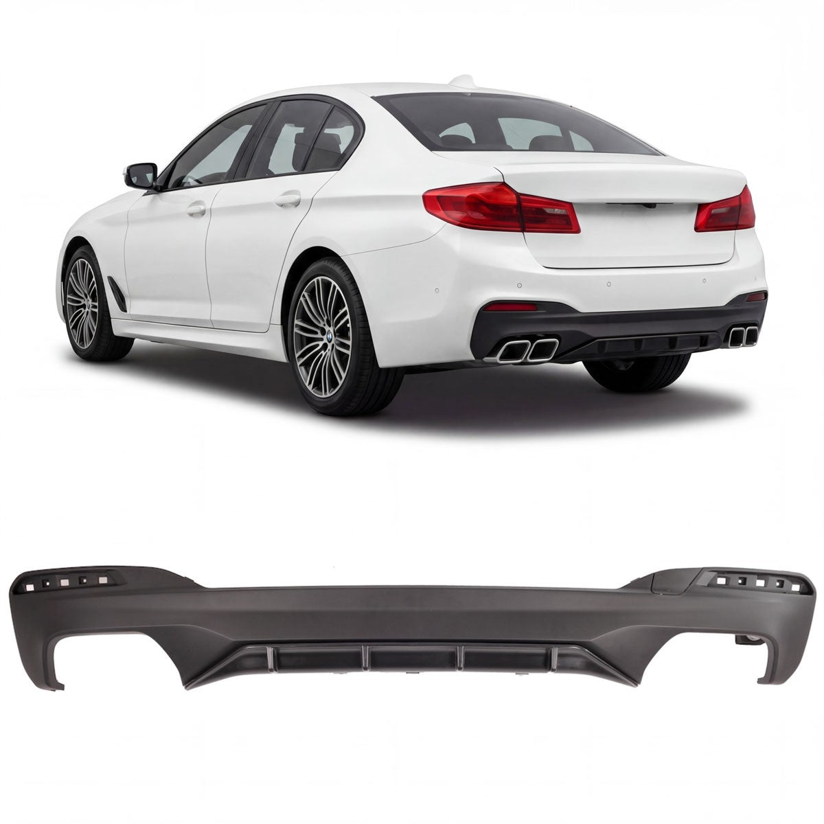 Heckstoßstange Diffusor Matt Schwarz passend für BMW 5er G30 G31 2016-2020