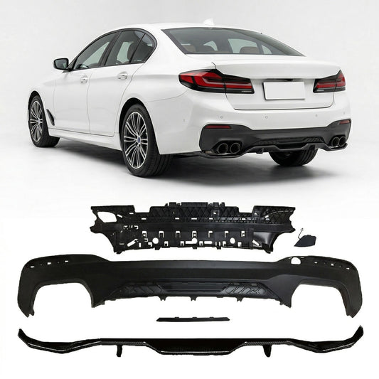 Heckstoßstange Diffusor Matt Schwarz passend für BMW 5er G30 G31 2016-2020