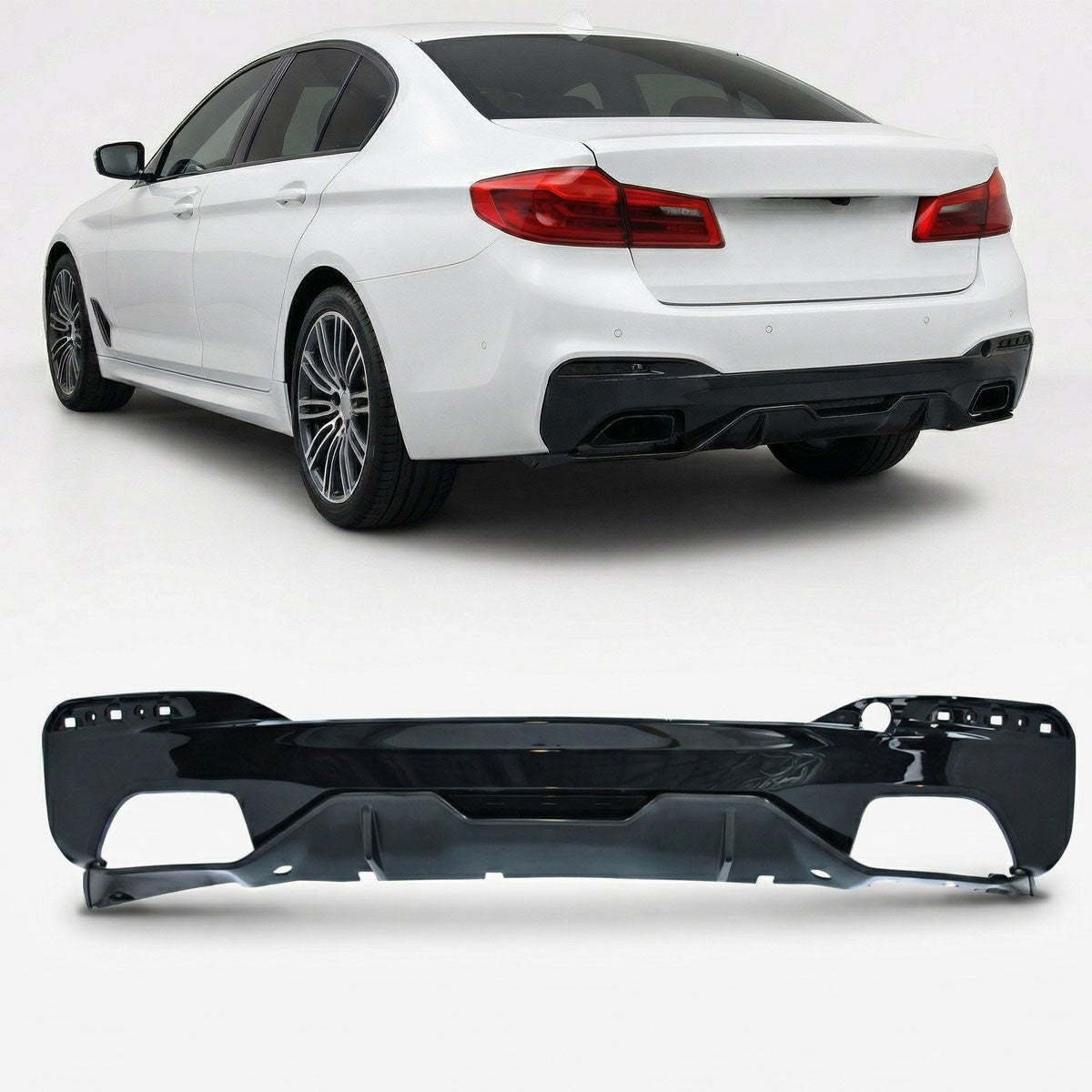 Heckstoßstange Diffusor Hochglanz Schwarz & Carbon-Optik passend für BMW 5er G30 G31 17-20