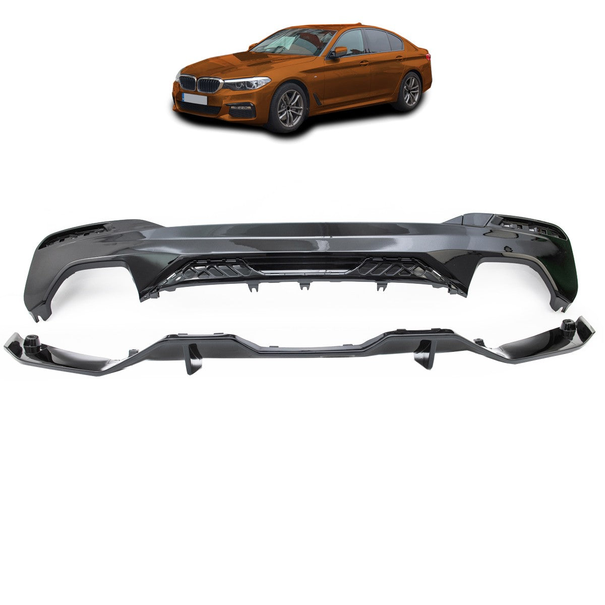 Performance Diffusor Hochglanz Schwarz passend für BMW 5er G30 G31 2017-2023